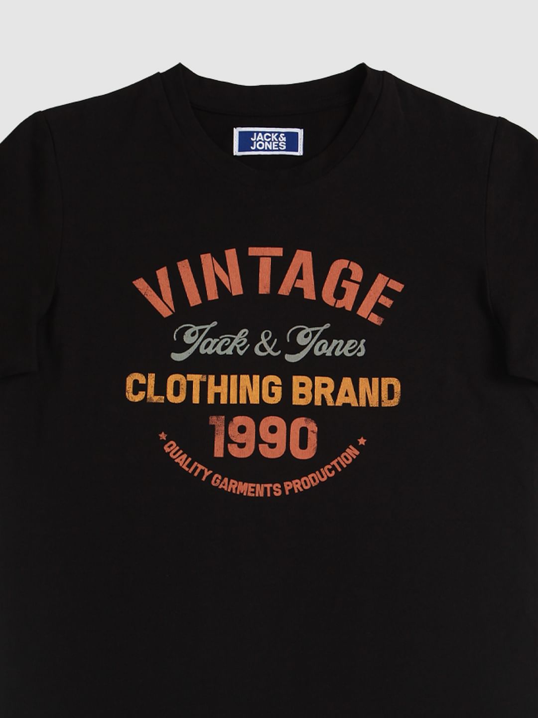 Boys Black Logo Print Crew Neck T-Shirt