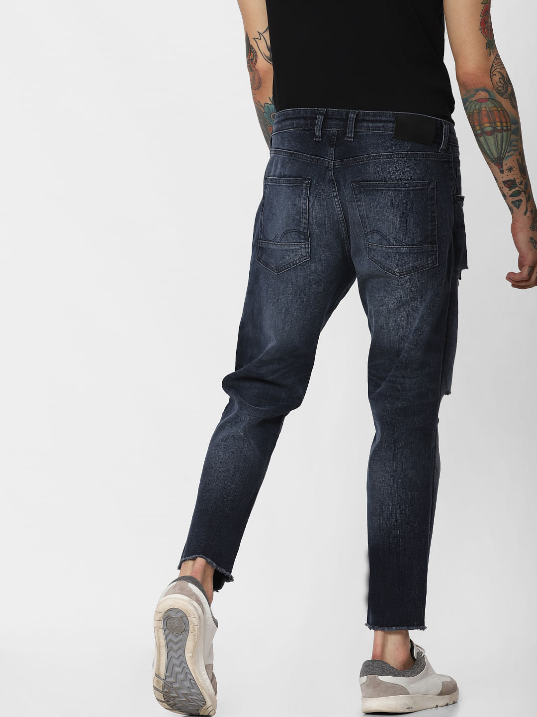 Blue Mid Rise Ripped Frank Anti Fit Jeans