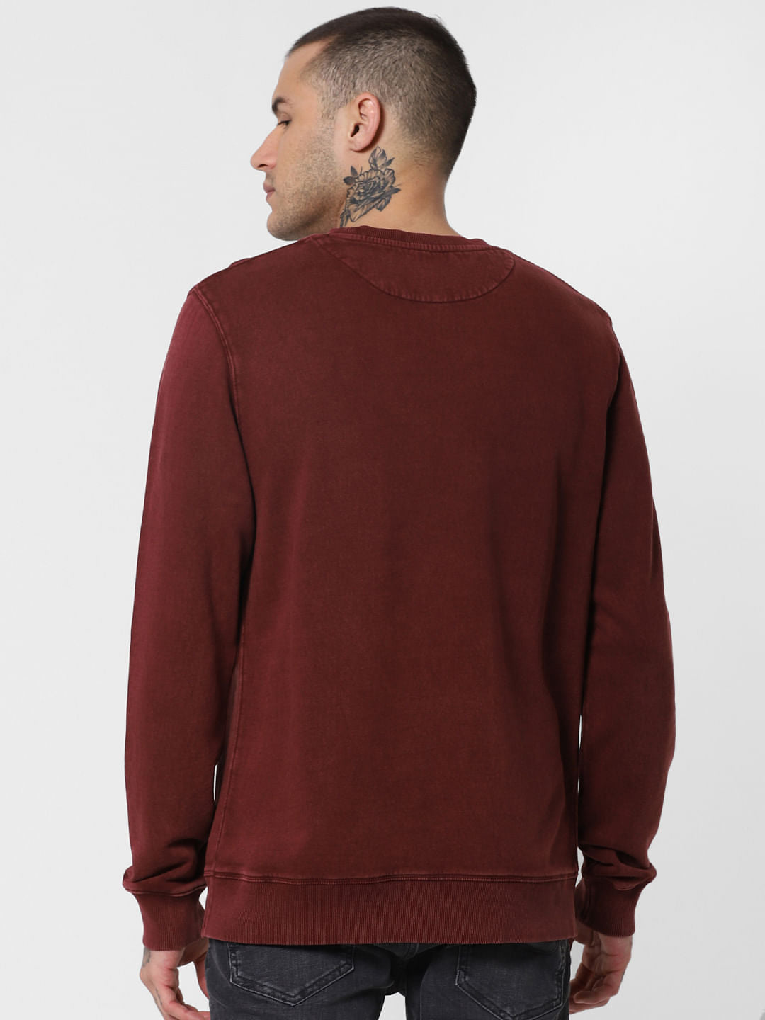 Dark Red Text Print Sweatshirt