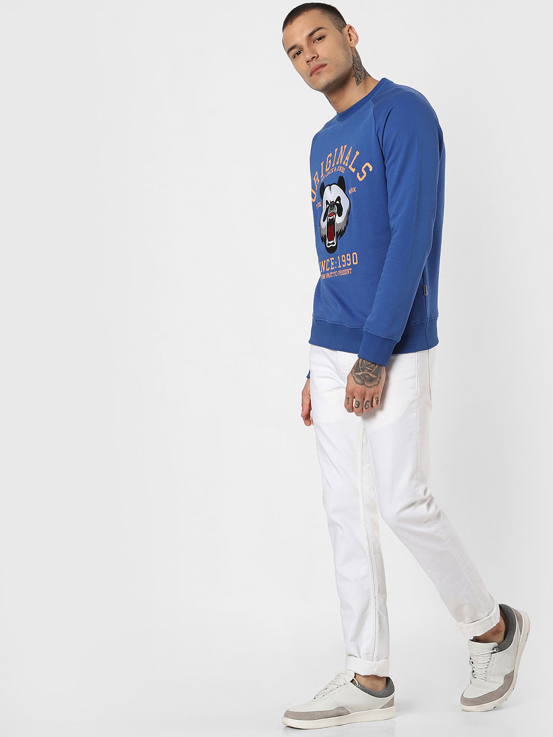 Blue Graphic Print Sweatshirt