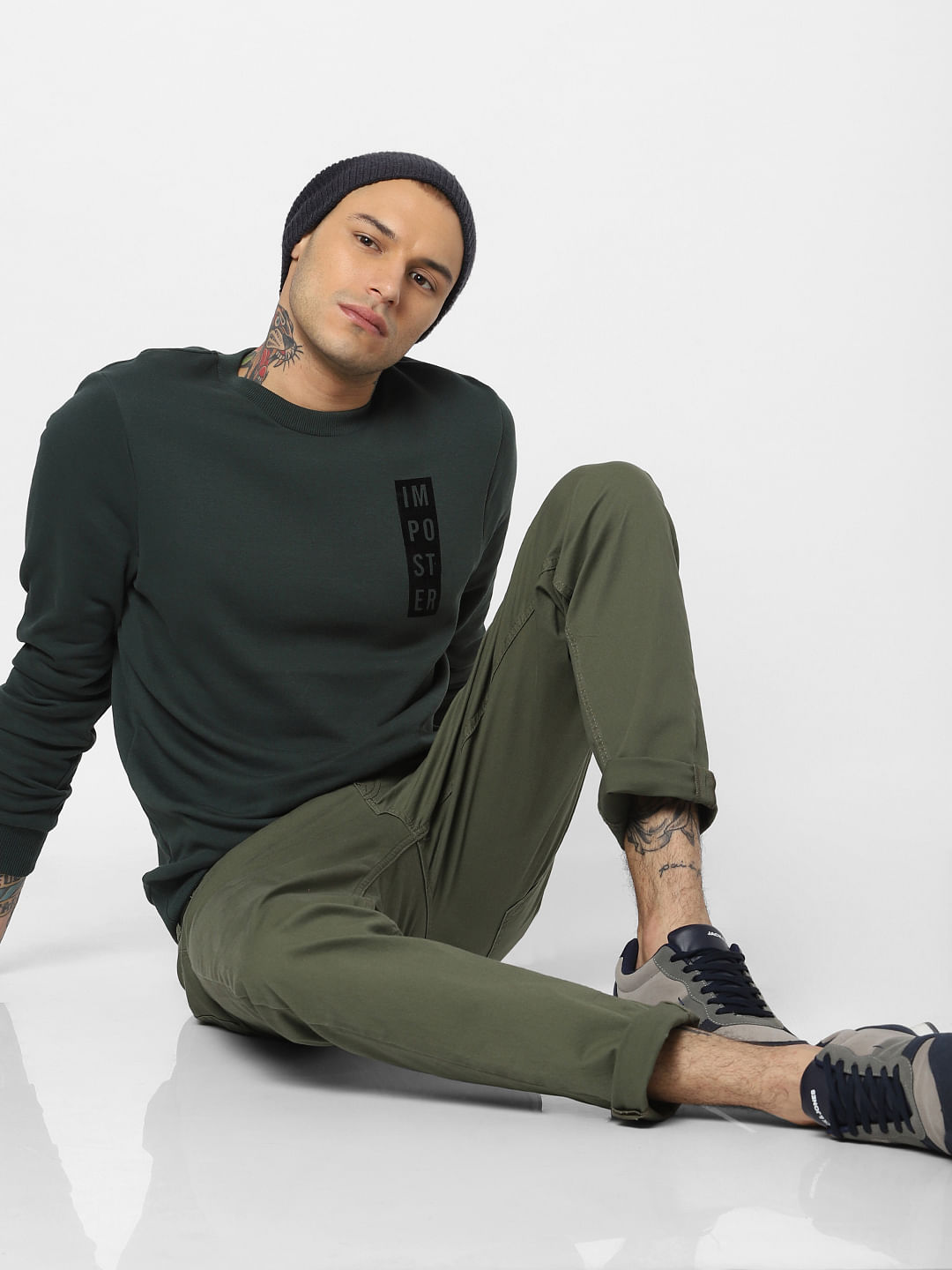 Dark Green Crew Neck Sweatshirt