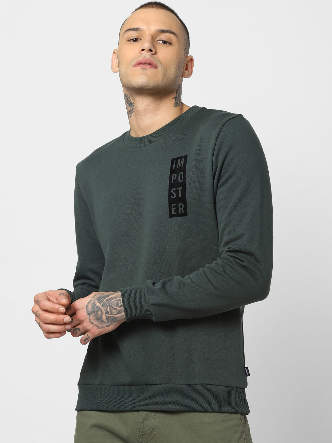 Dark Green Crew Neck Sweatshirt