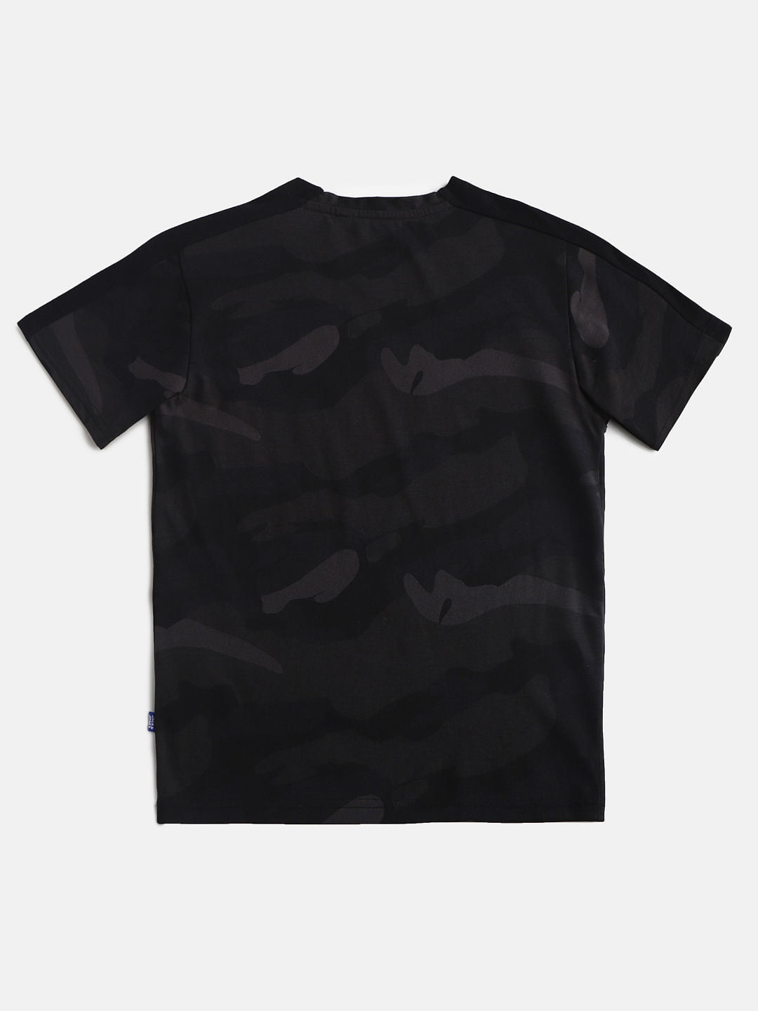 Boys Black Camo Crew Neck T-shirt