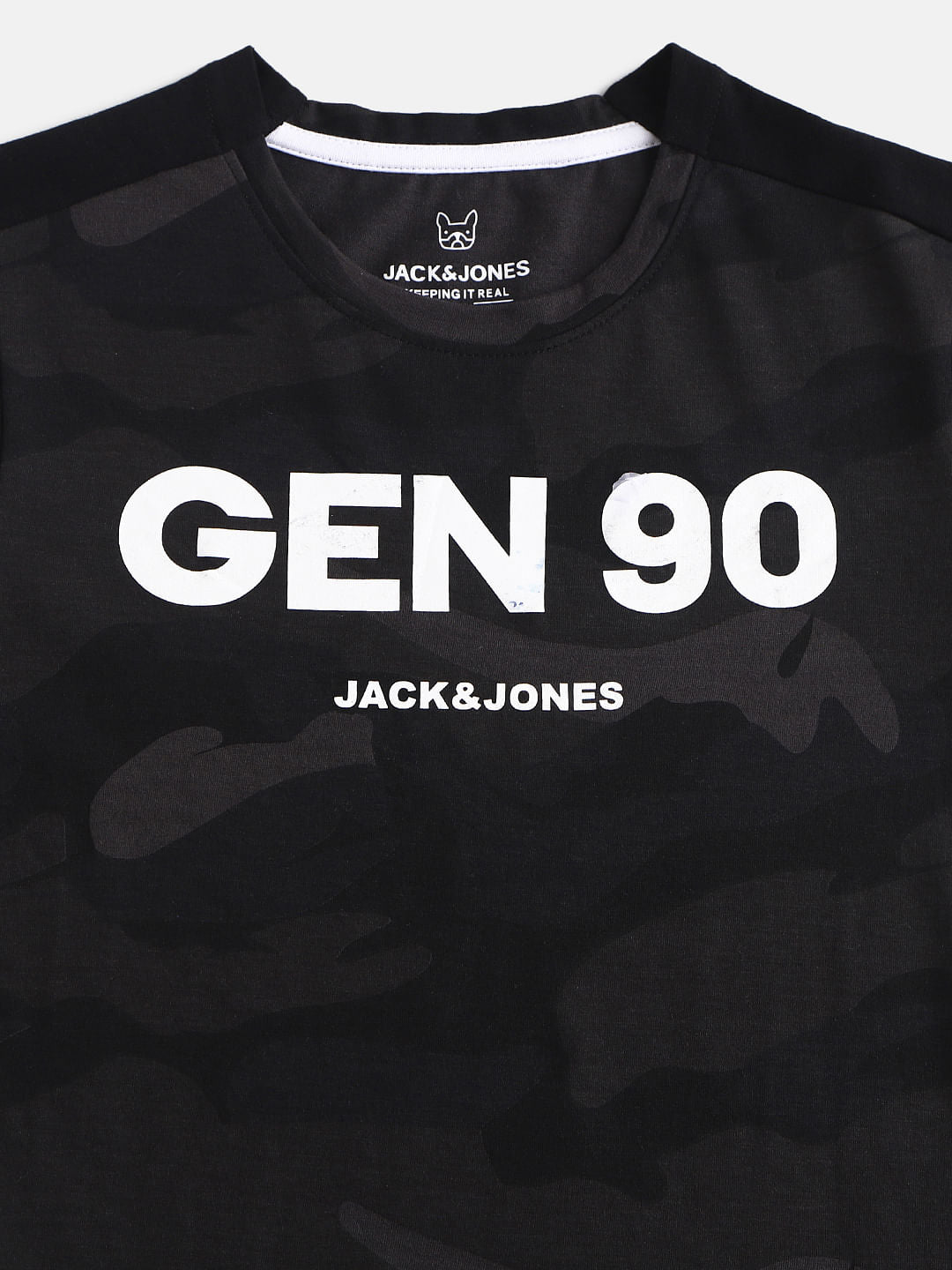 Boys Black Camo Crew Neck T-shirt