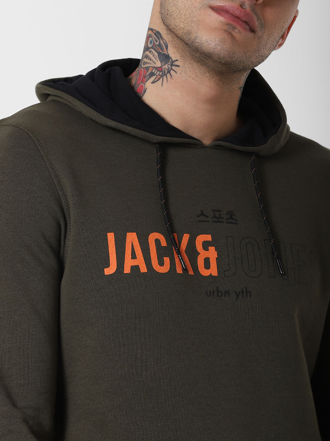 Green Logo Print Hooded Sweatshirt