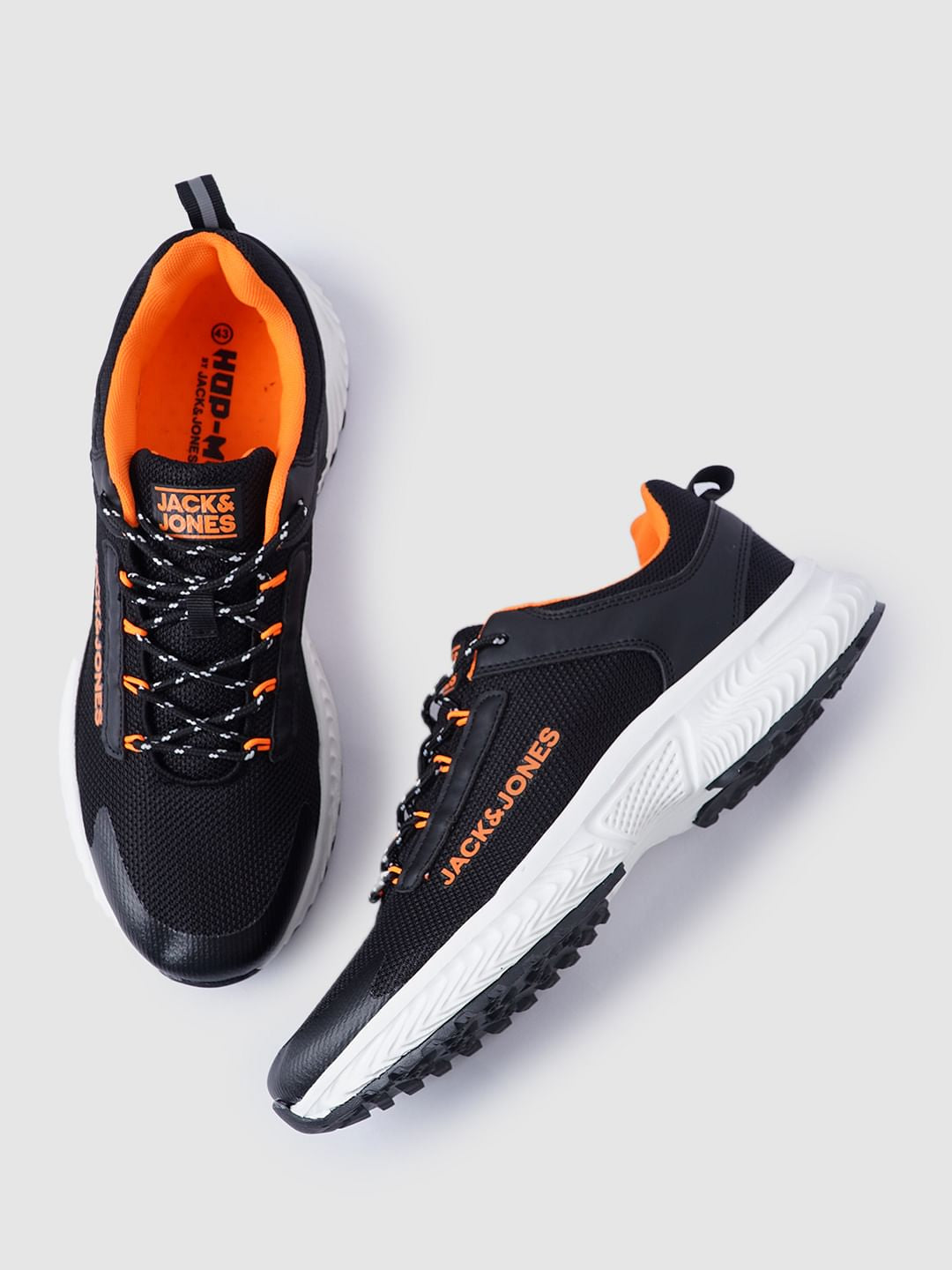 BLACK LACE-UP MESH SNEAKERS