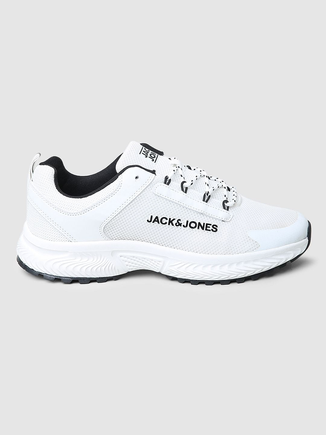 WHITE LACE-UP MESH SNEAKERS