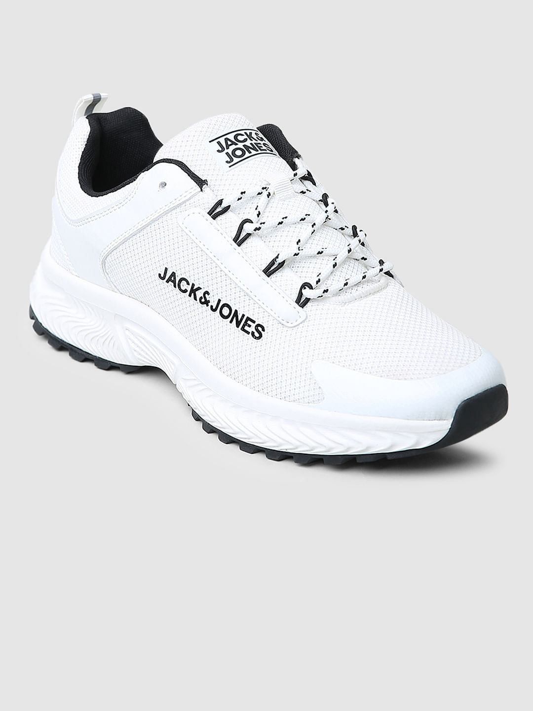WHITE LACE-UP MESH SNEAKERS