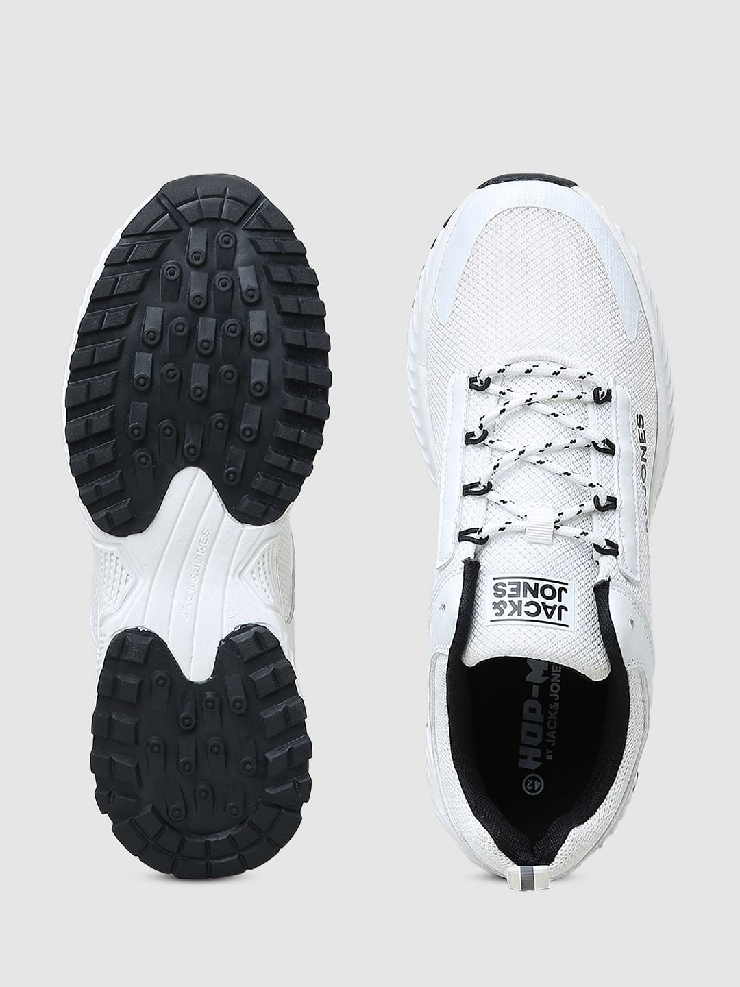 WHITE LACE-UP MESH SNEAKERS