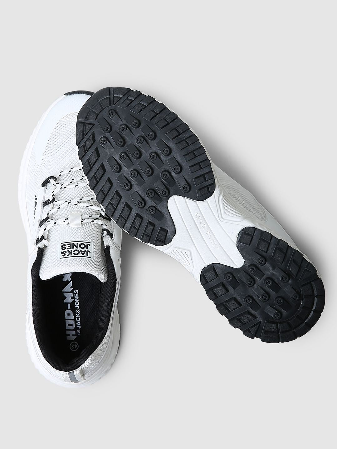 WHITE LACE-UP MESH SNEAKERS