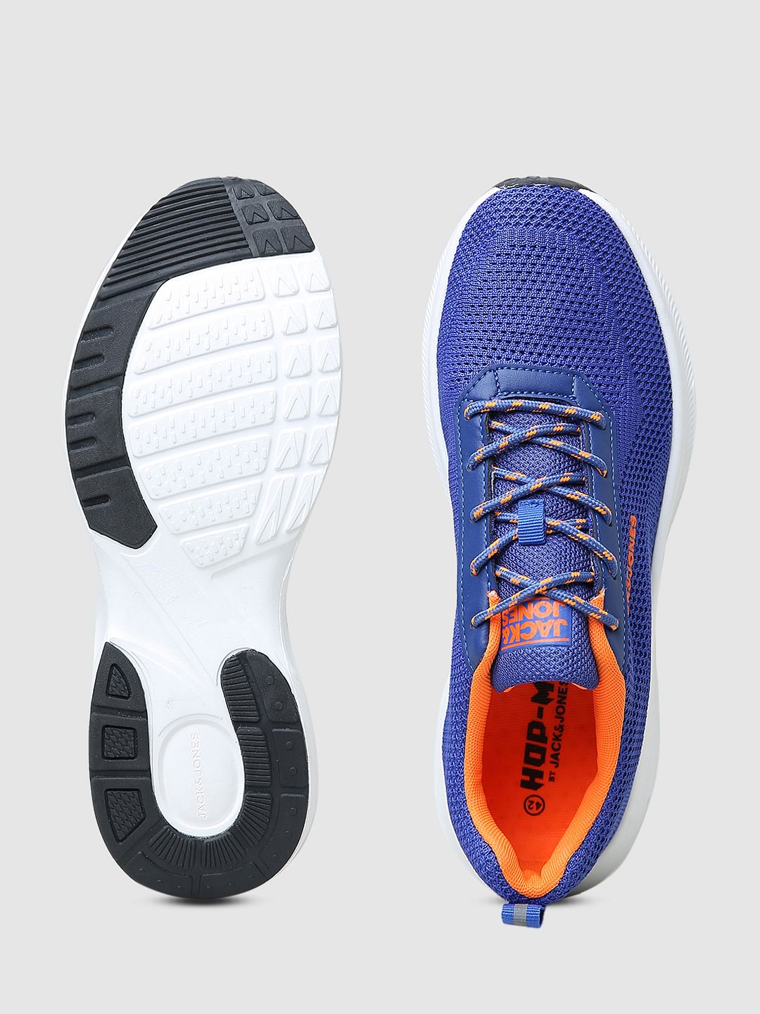 Blue Logo Print Knit Sneakers