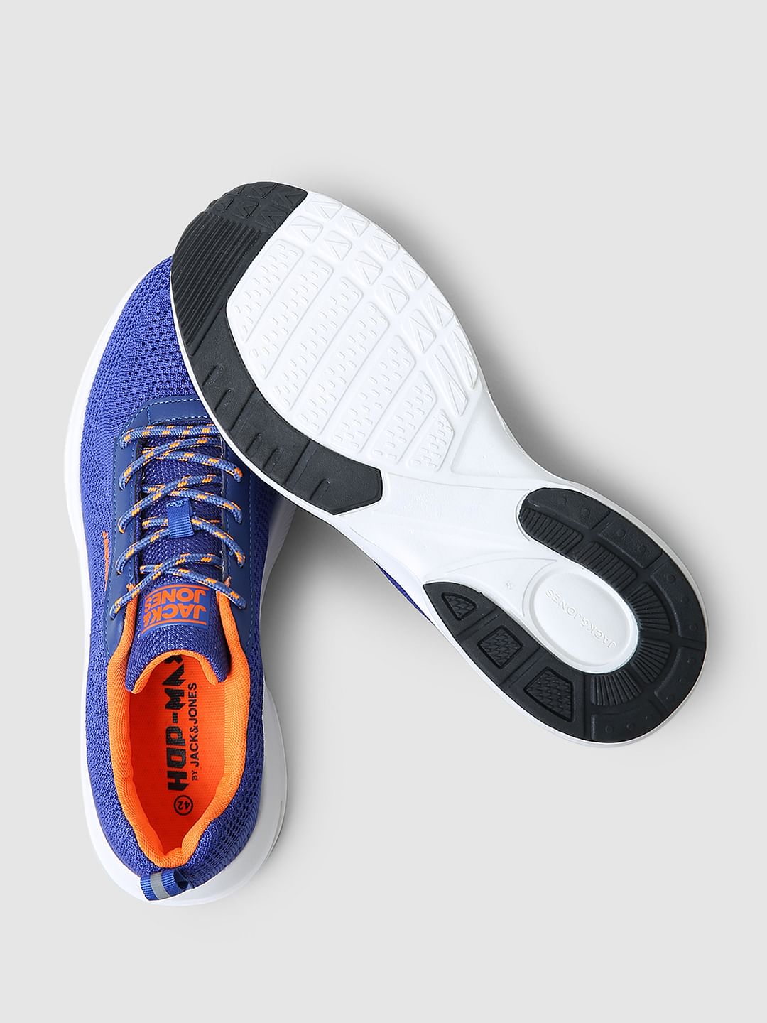 Blue Logo Print Knit Sneakers