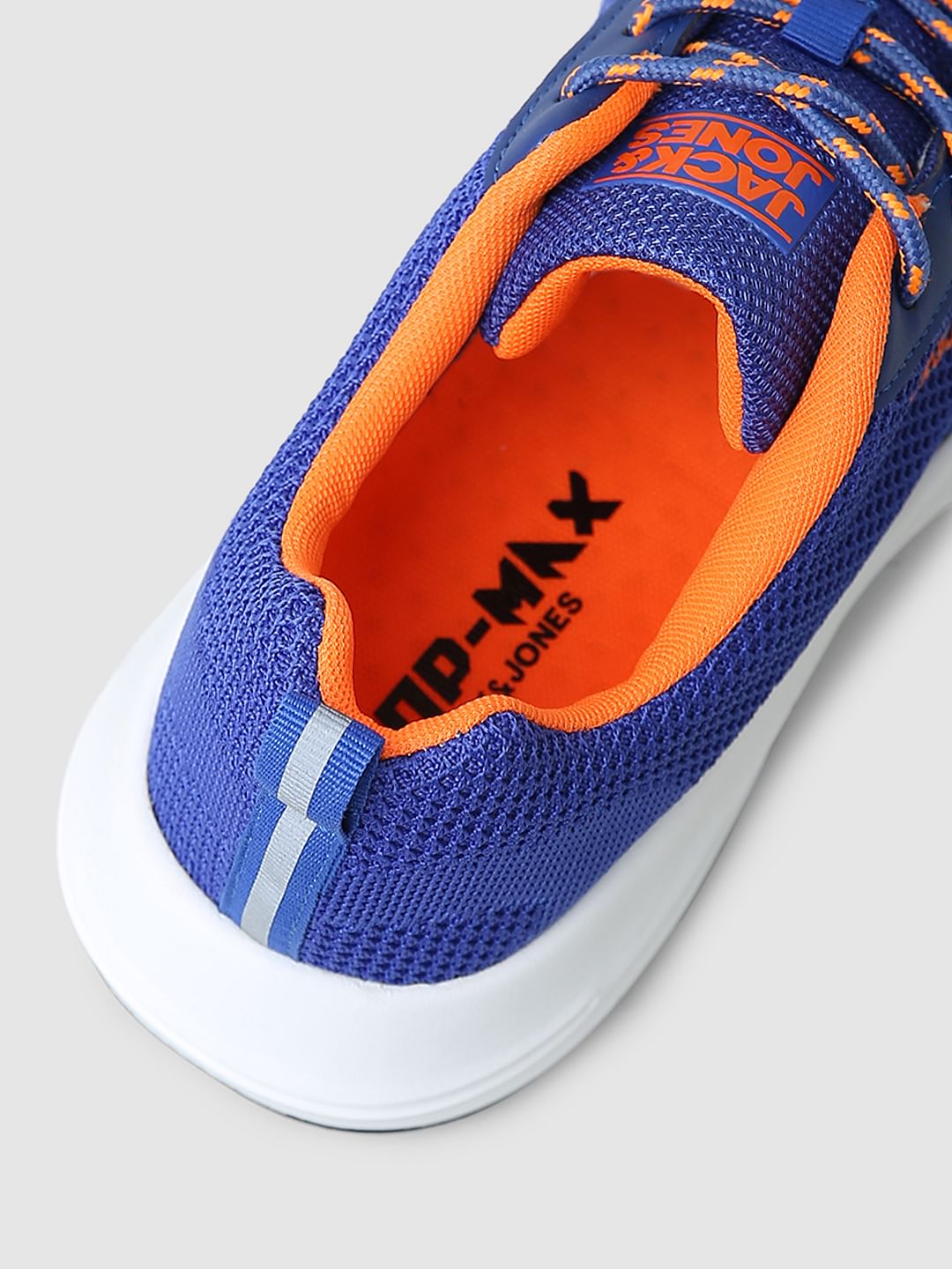 Blue Logo Print Knit Sneakers