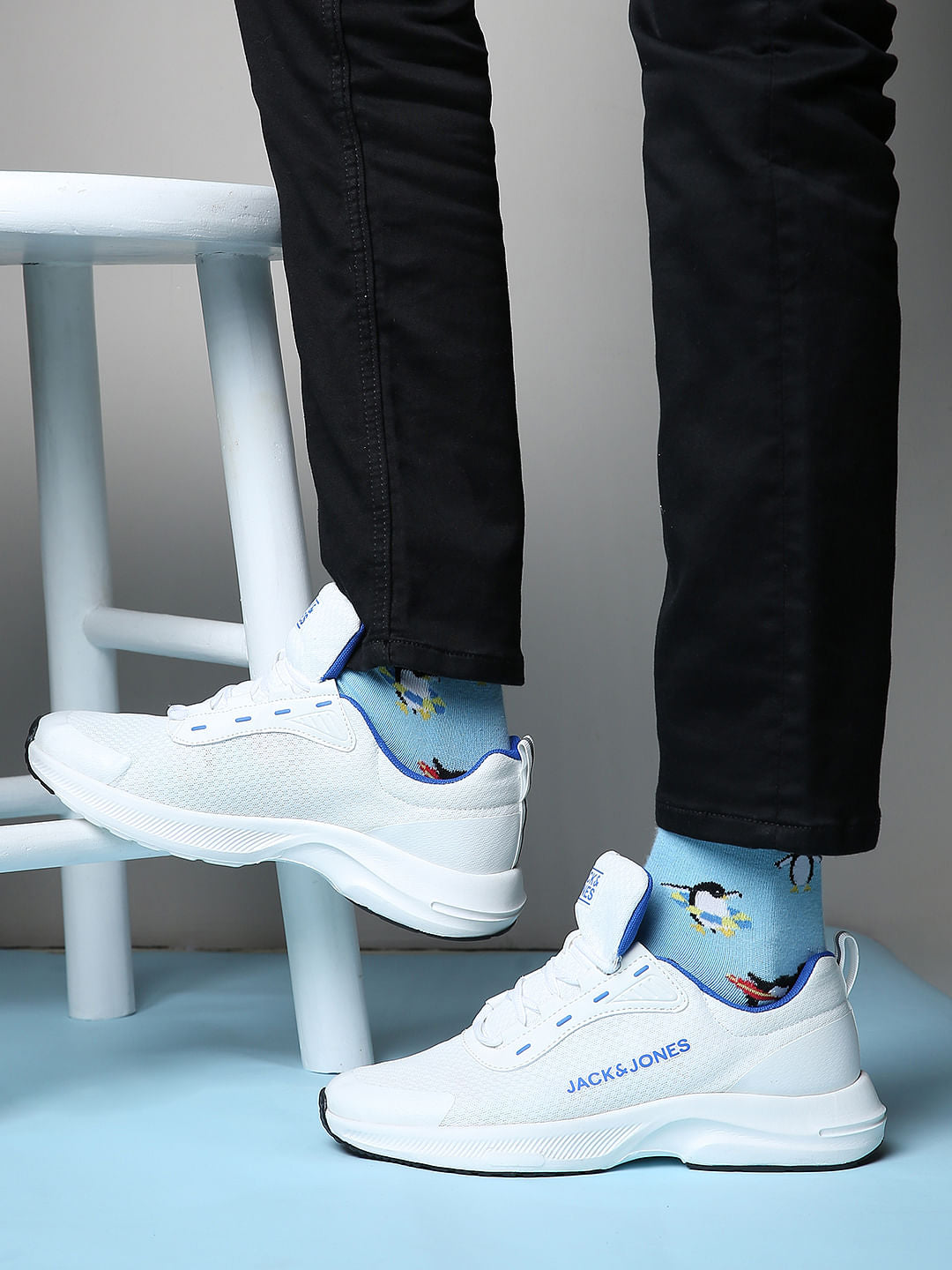 White Colourblocked Sneakers