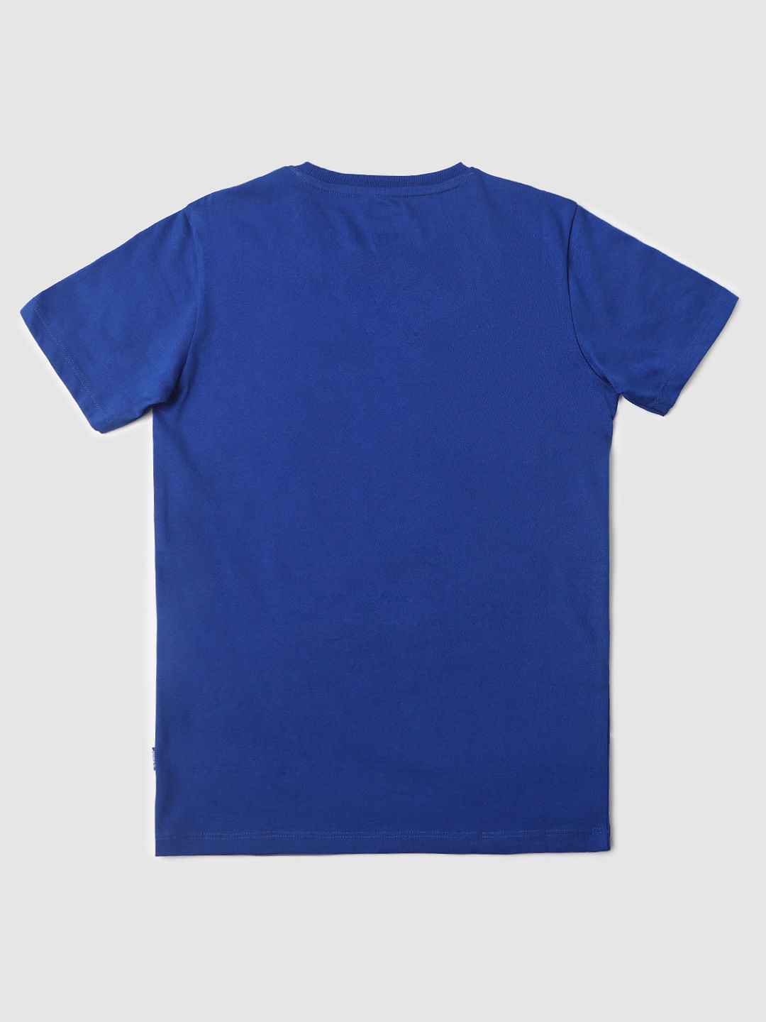 Blue Logo Print Crew Neck T-shirt