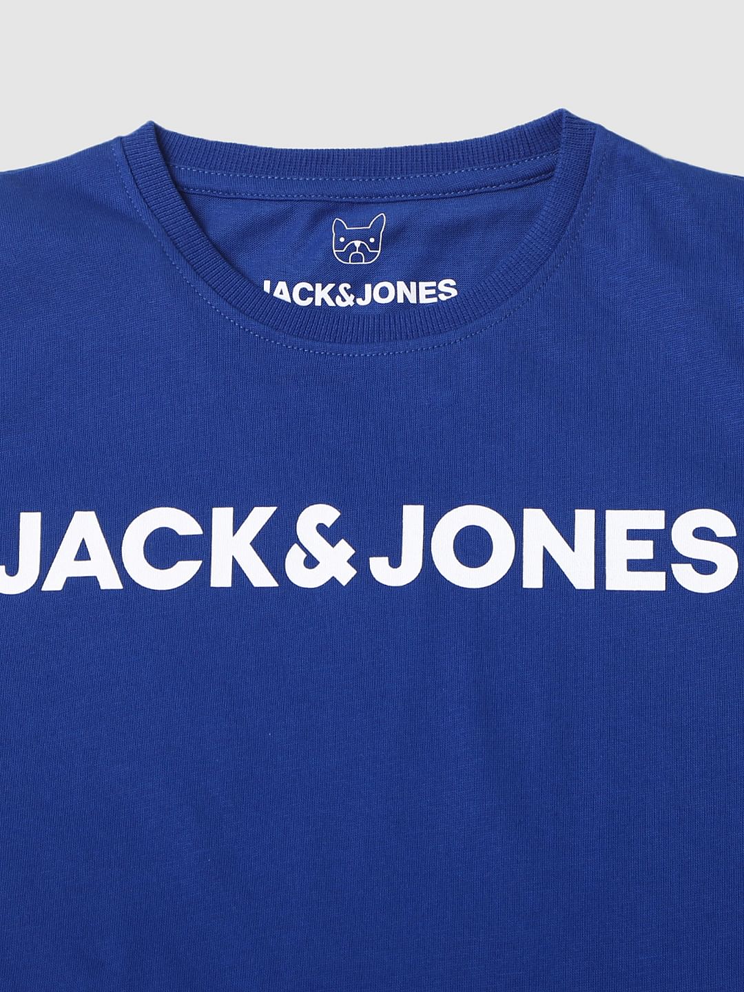 Blue Logo Print Crew Neck T-shirt