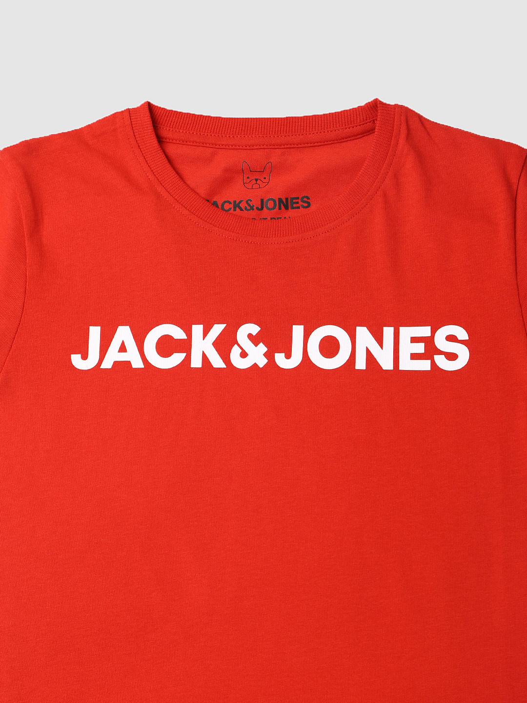 Boys Red Logo Print Crew Neck T-shirt