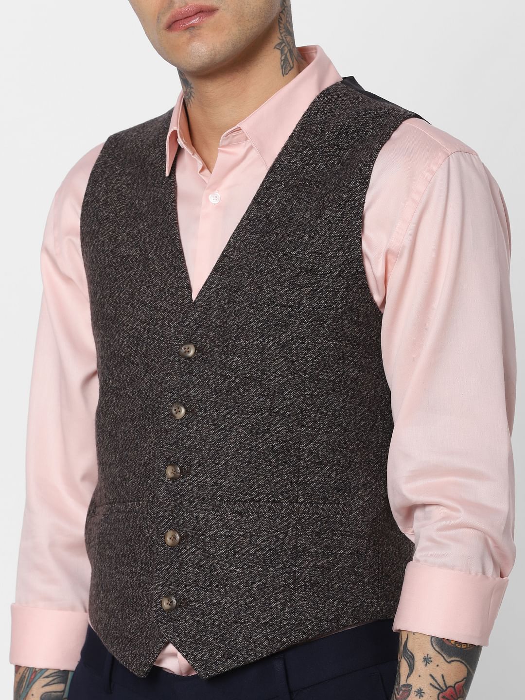 Brown Slim Fit Waistcoat
