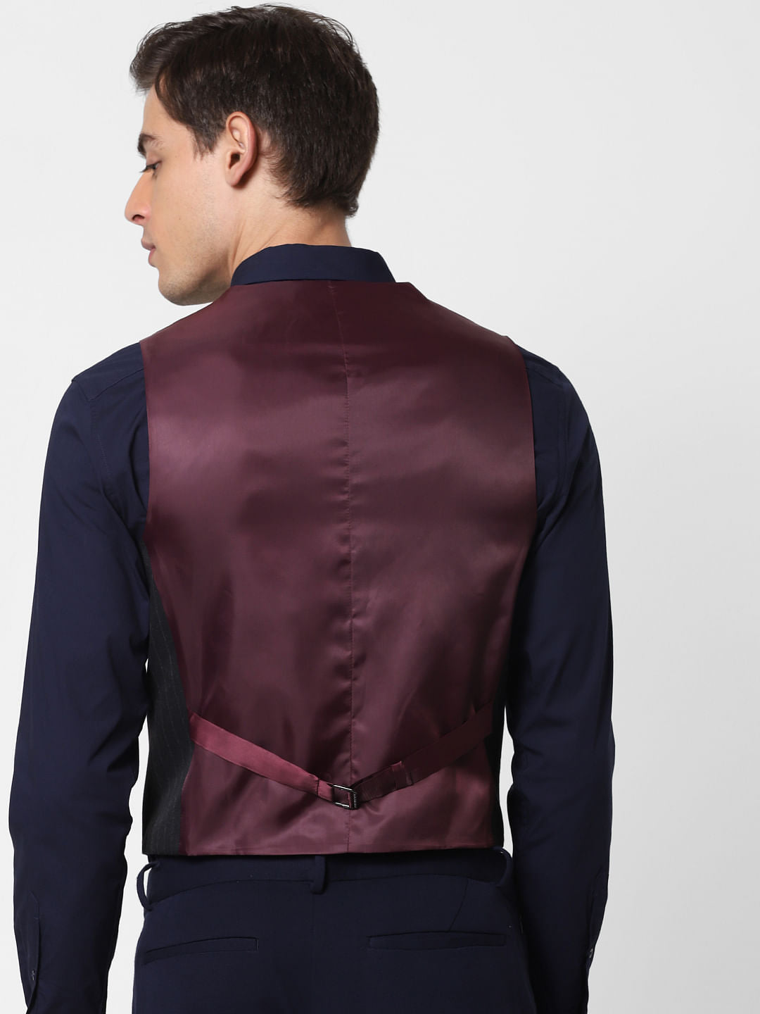 Black Striped Slim Fit Waistcoat