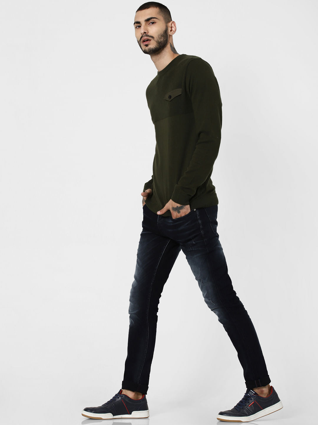 Green Pocket Flap Detail Pullover