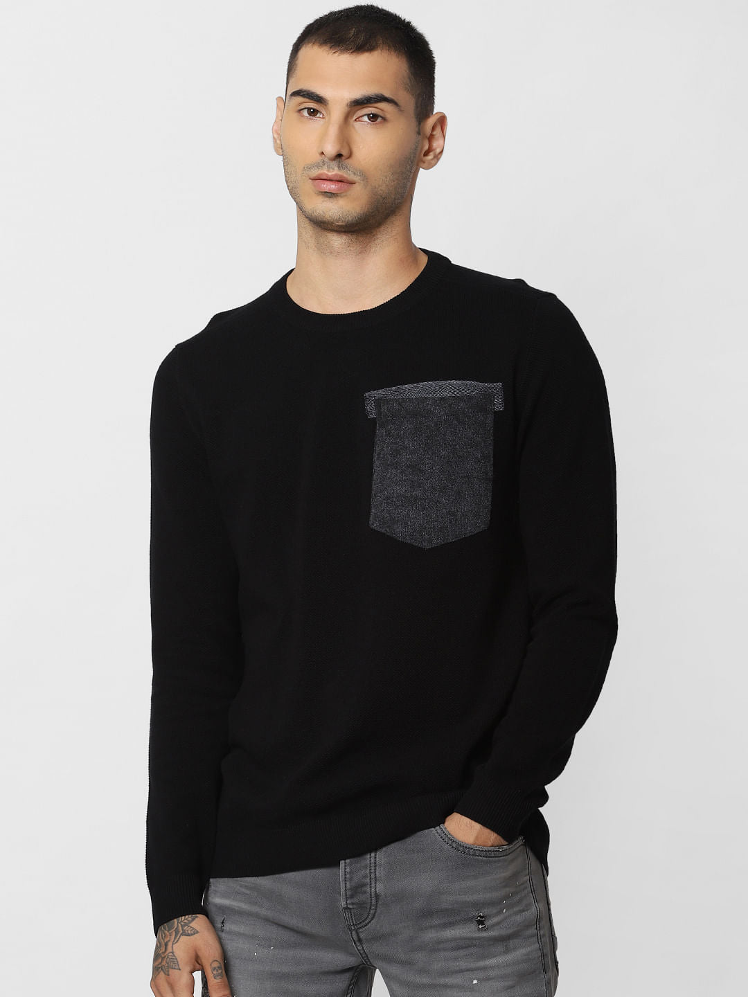 Black Patch Pocket Pullover