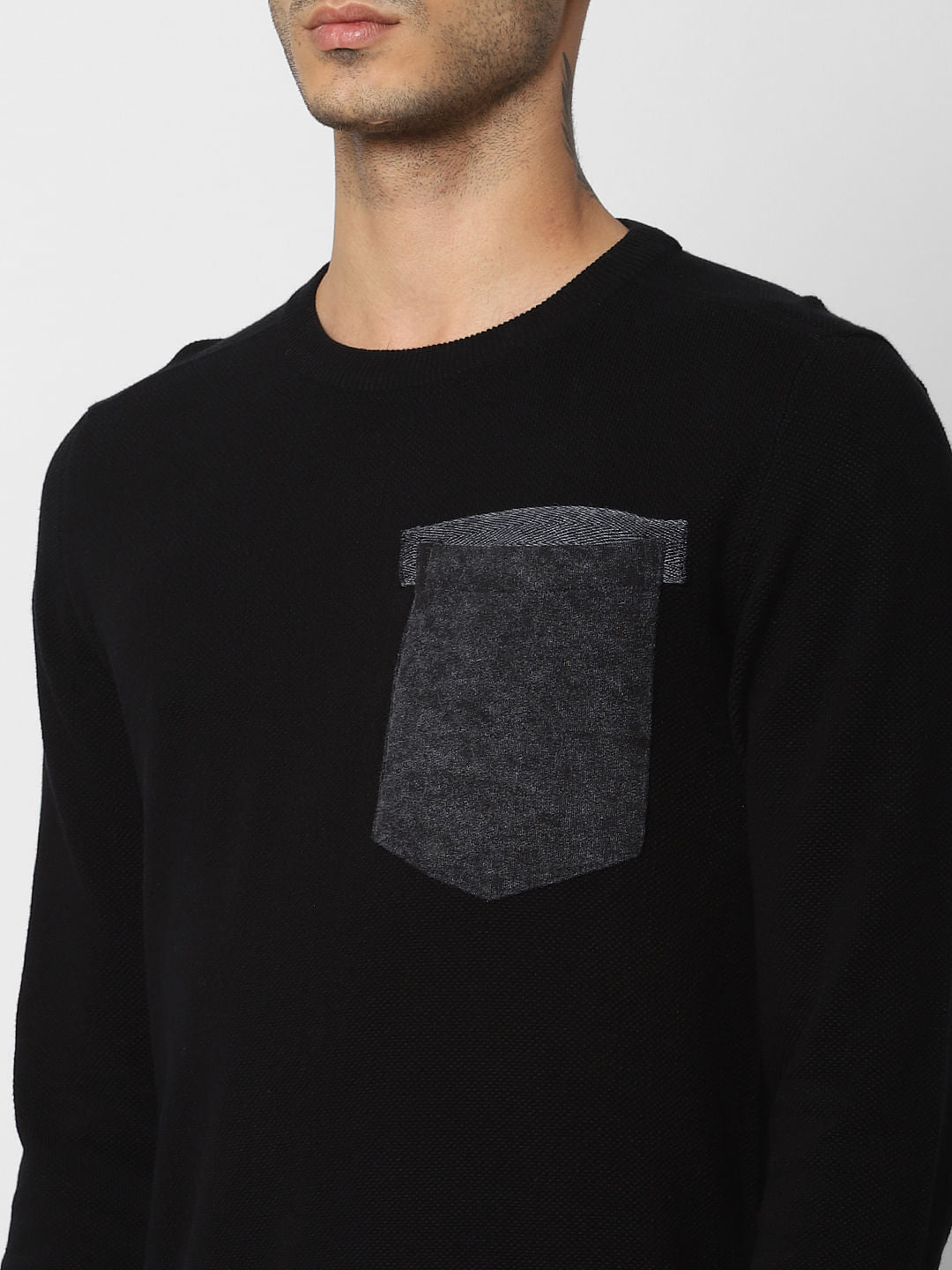 Black Patch Pocket Pullover
