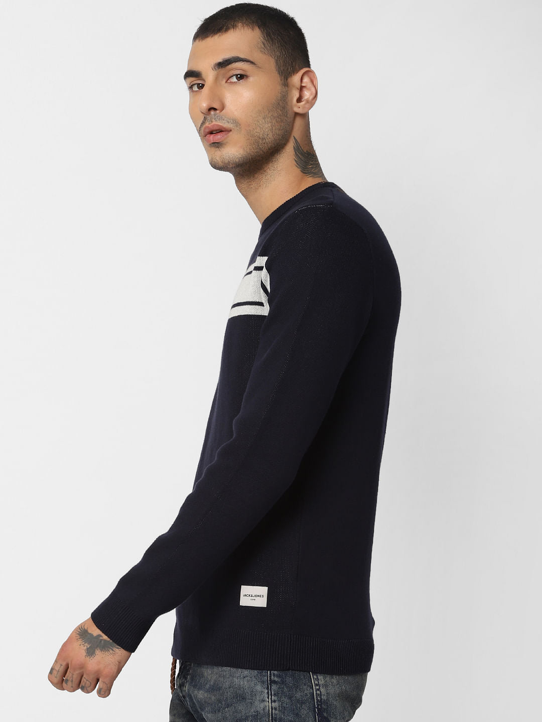 Navy Blue Striped Pullover