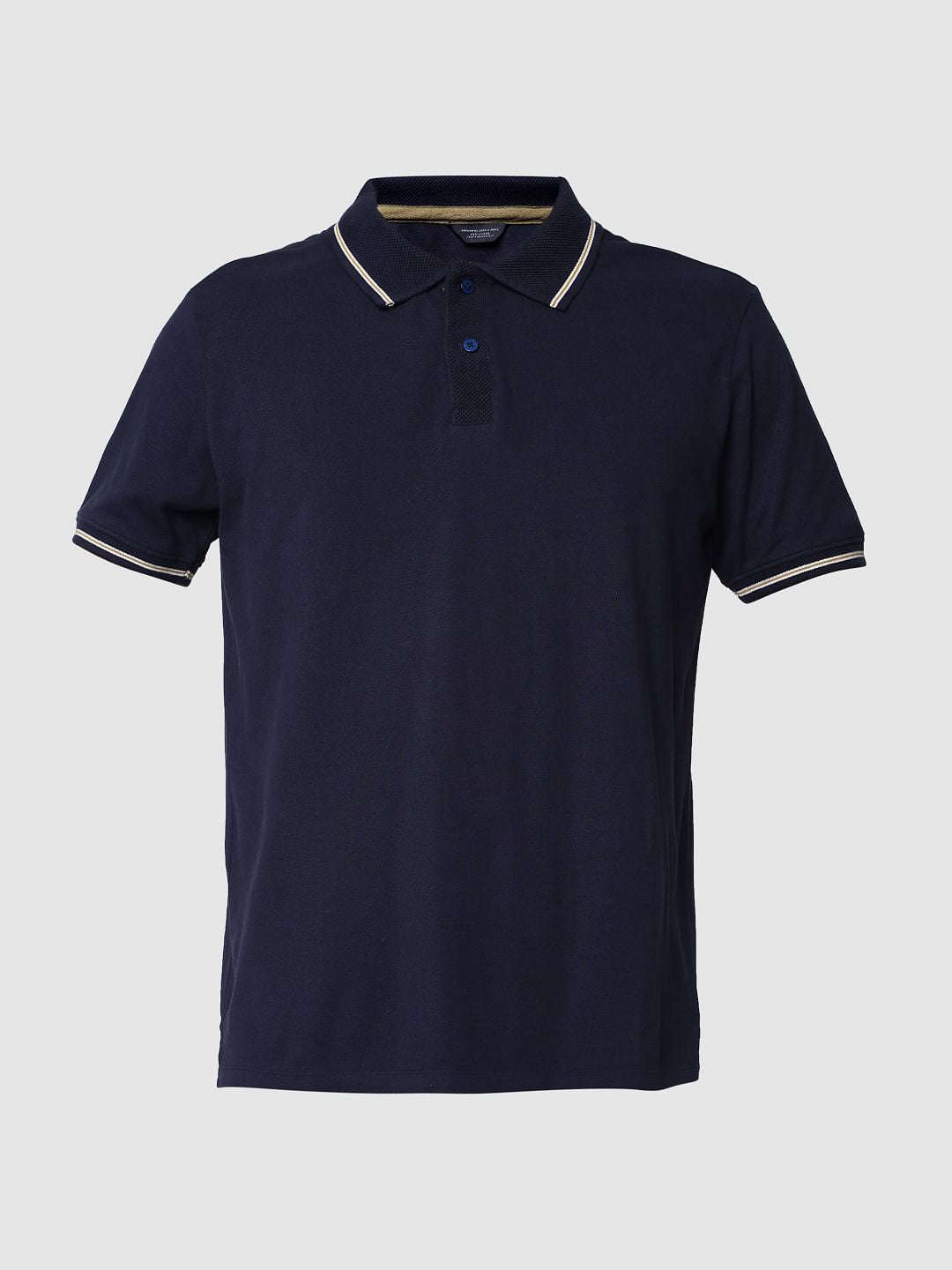 Blue Tipping Jacquard Polo Neck T-shirt