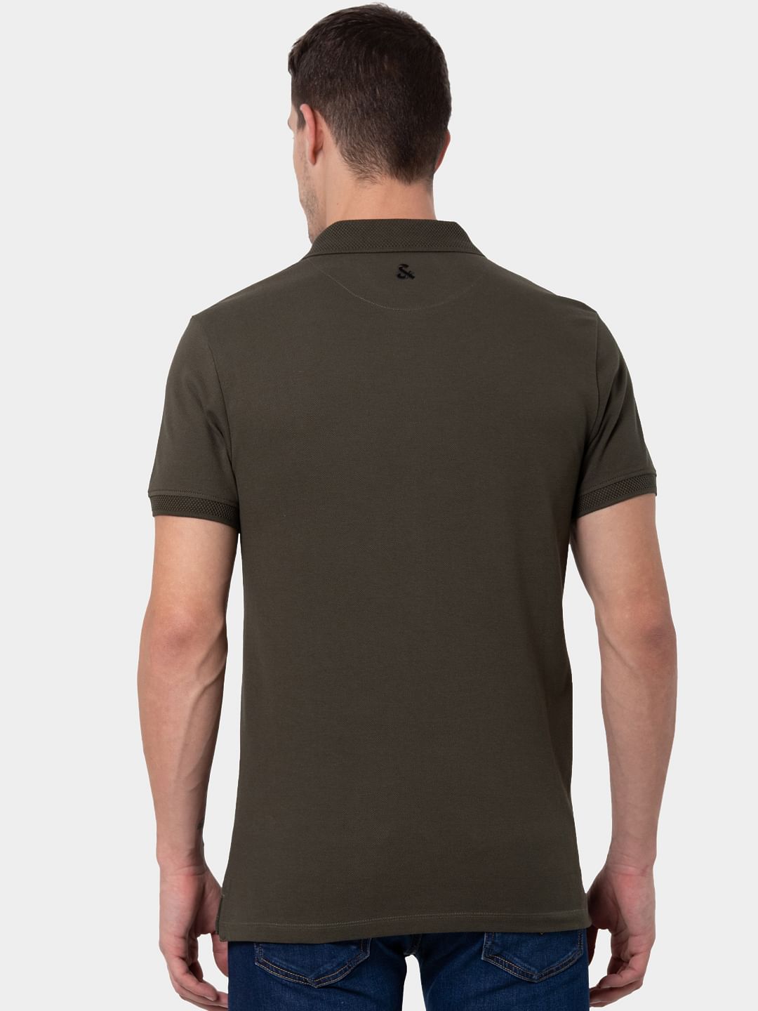 Green Jacquard Polo Neck T-shirt