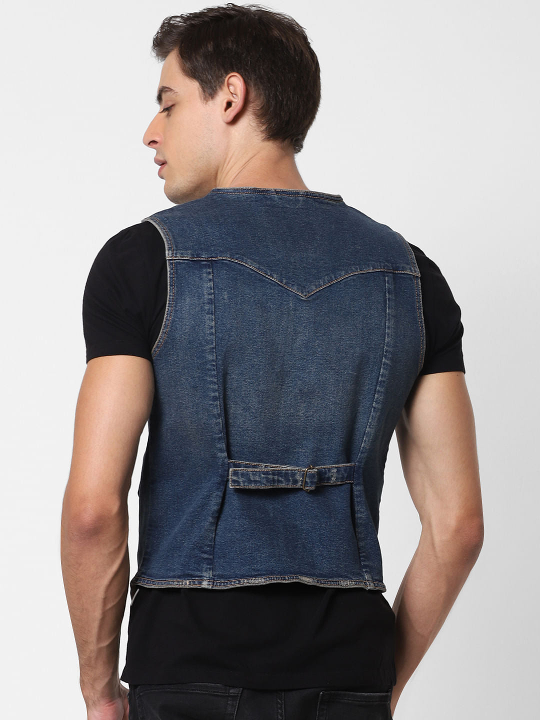 Blue Washed Denim Waistcoat