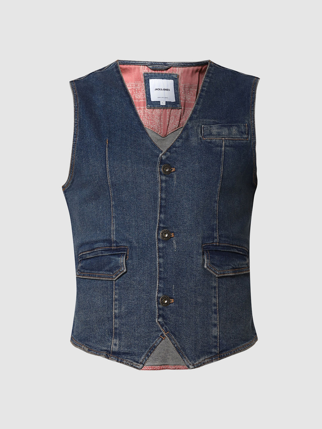 Blue Washed Denim Waistcoat