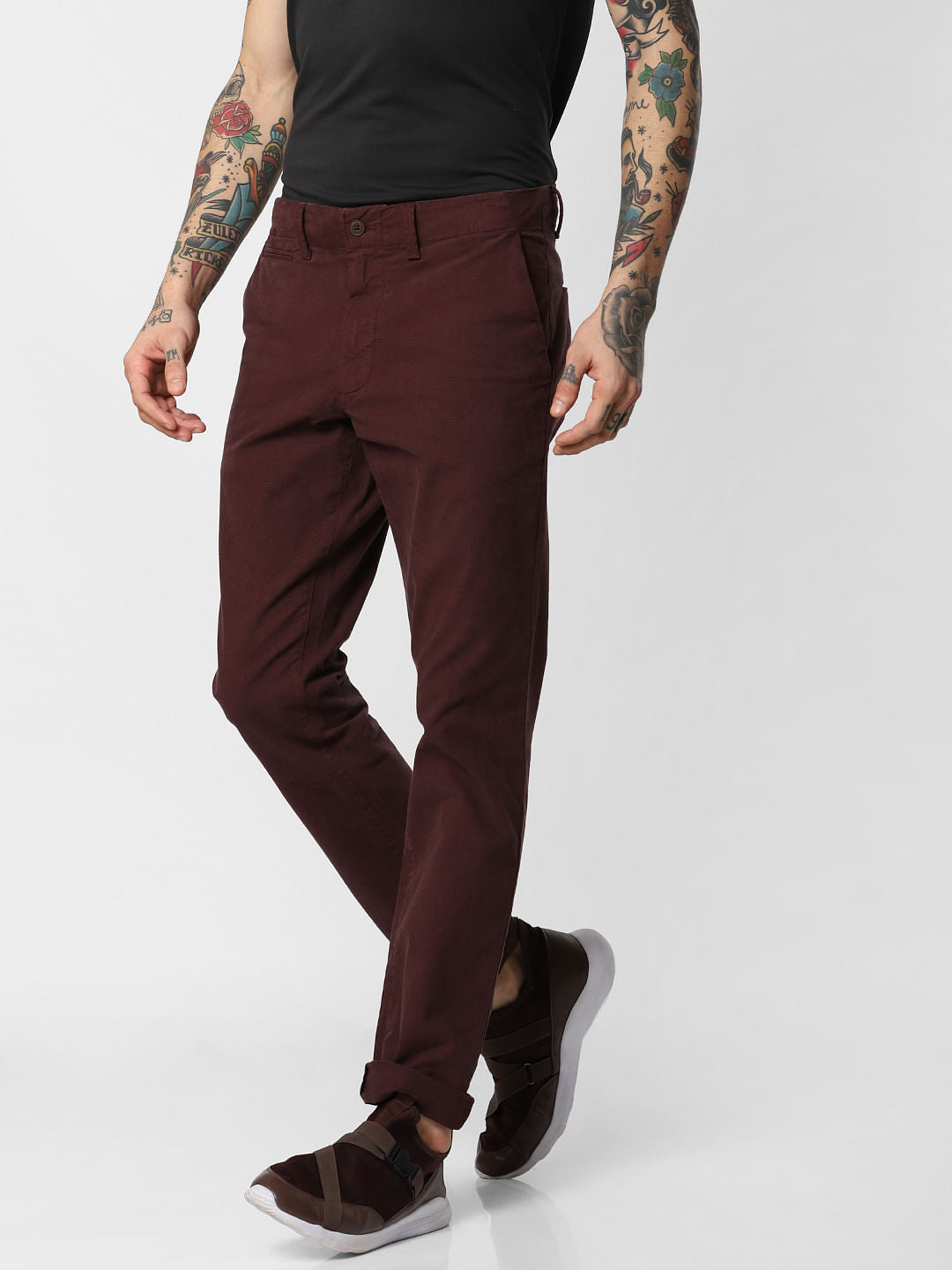 Burgundy Slim Fit Pants