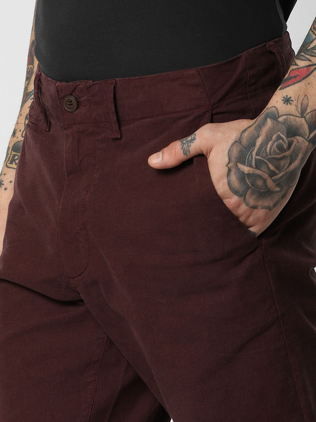 Burgundy Slim Fit Pants