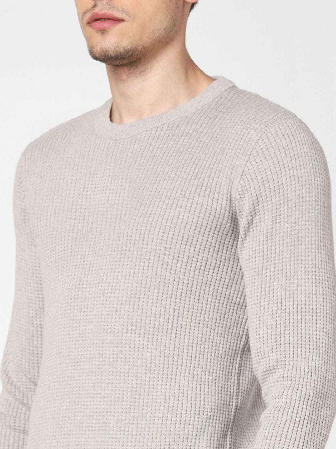 Light Grey Textured Pullover