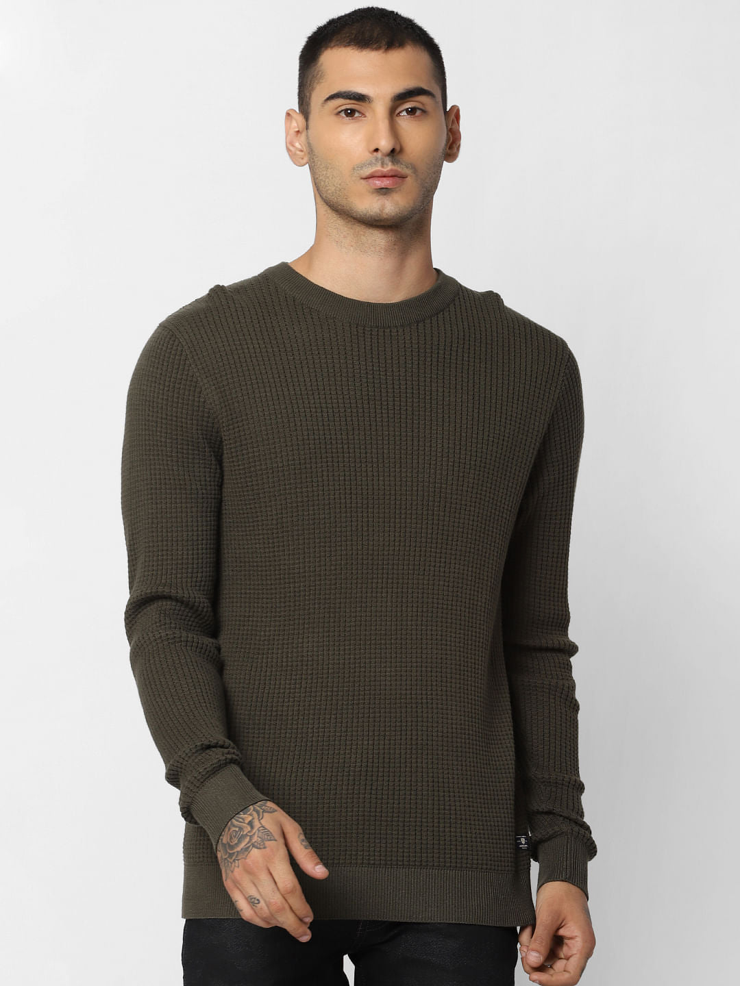 Dark Green Textured Pullover