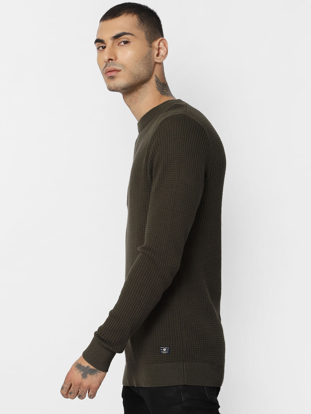 Dark Green Textured Pullover