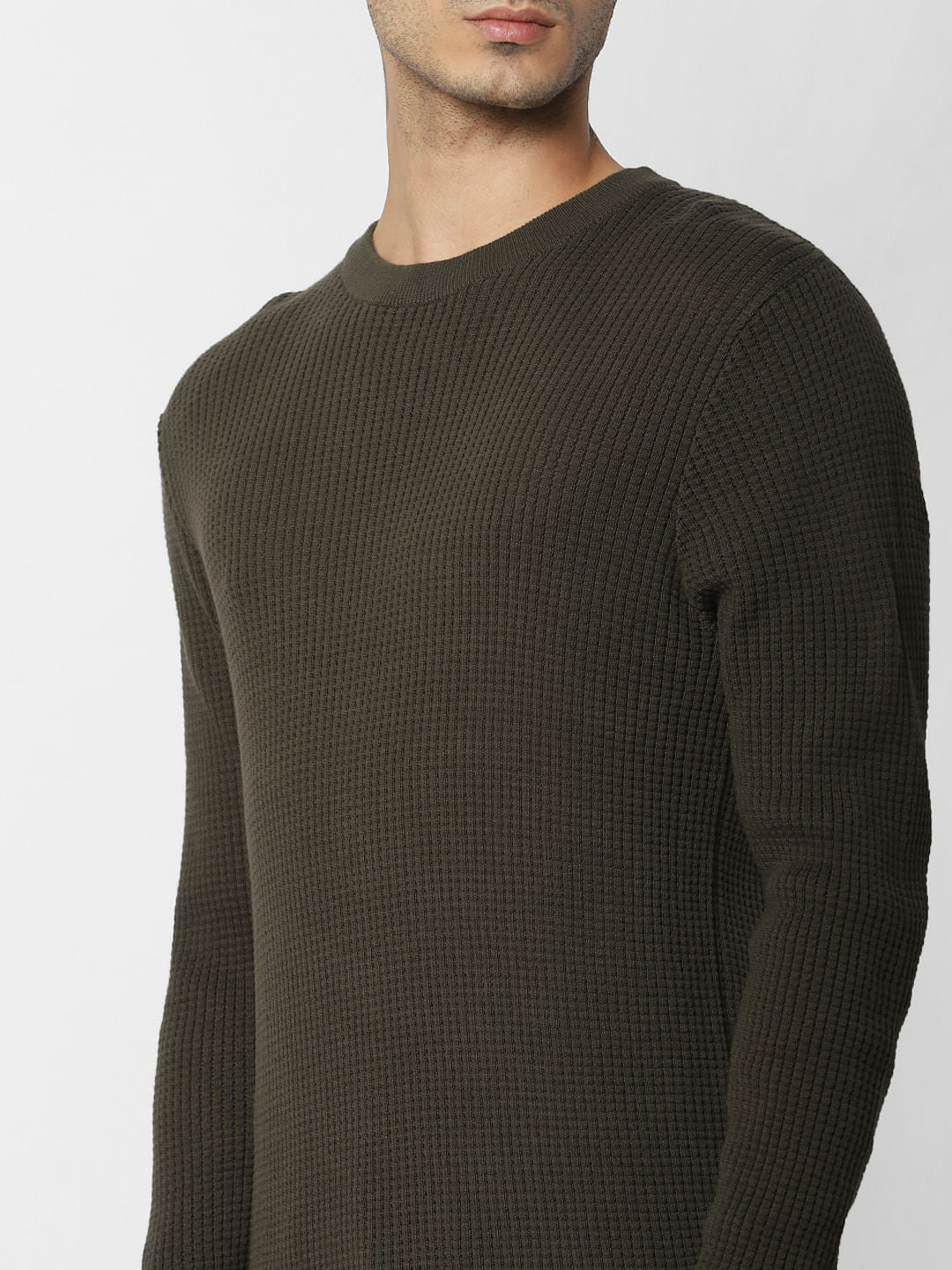 Dark Green Textured Pullover