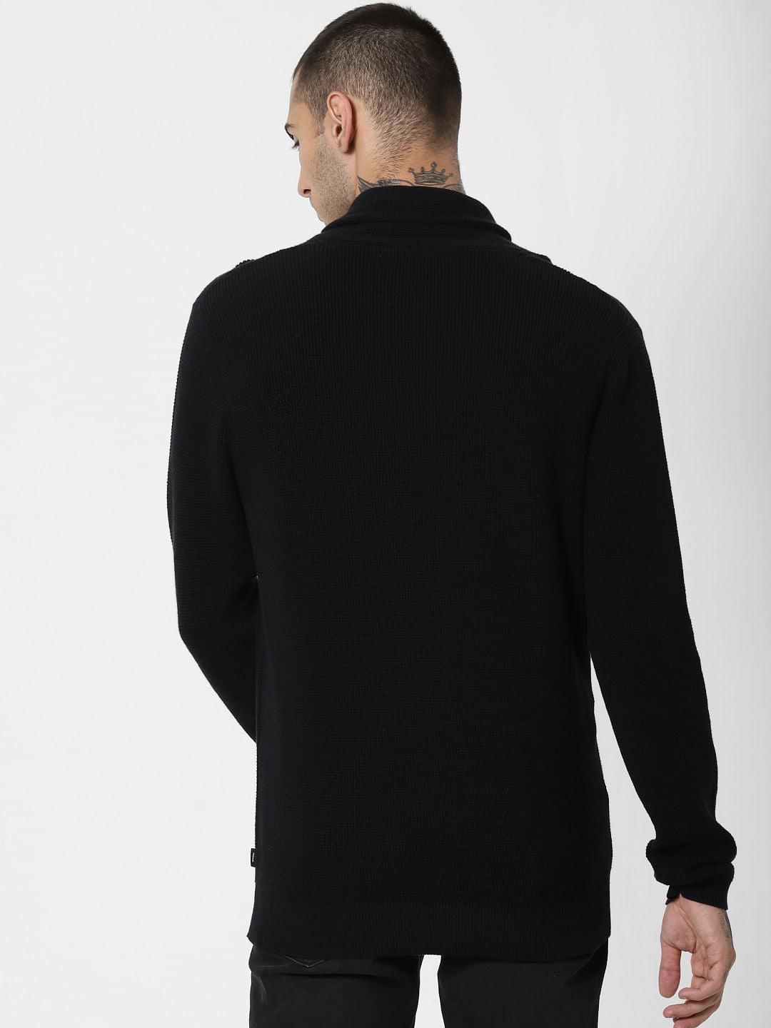 Black Shawl Neck Pullover