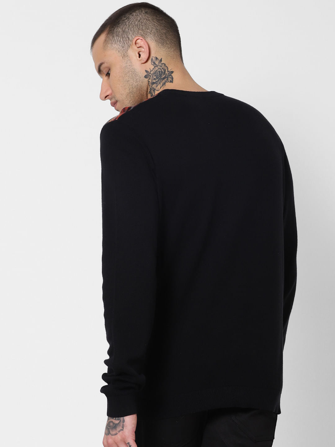 Black Striped Print Pullover