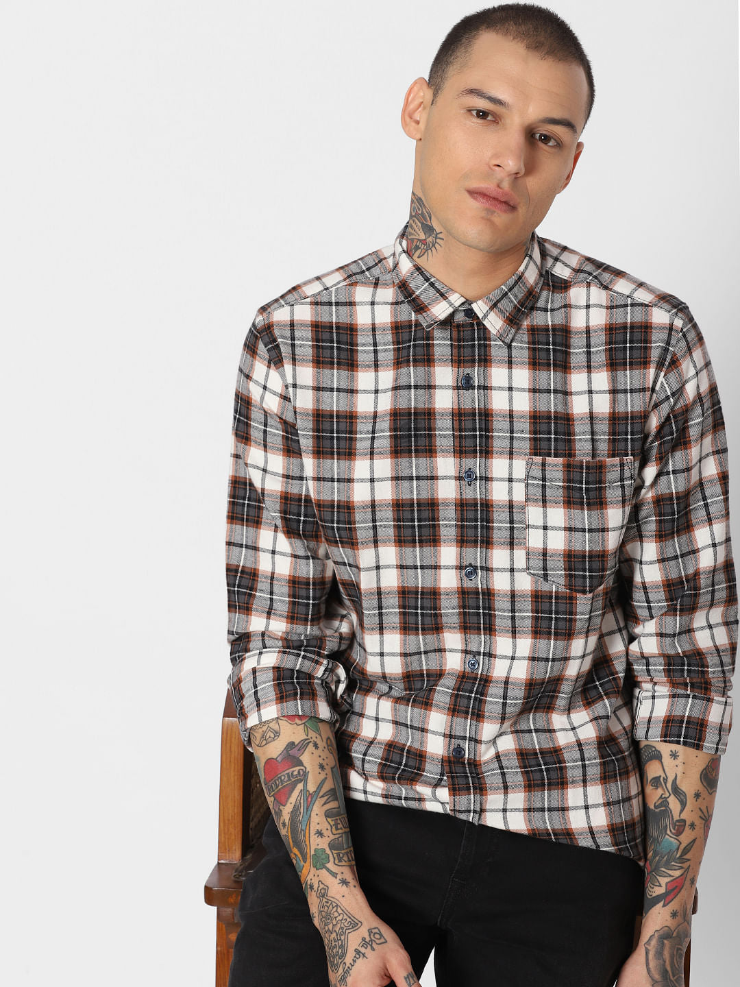 Grey Check Full Sleeves Shirt