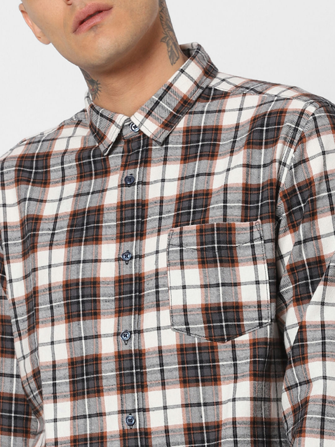 Grey Check Full Sleeves Shirt