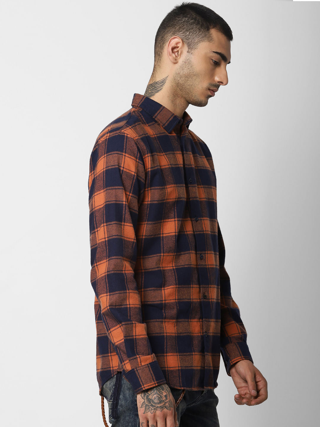 Brown Check Full Sleeves Shirt