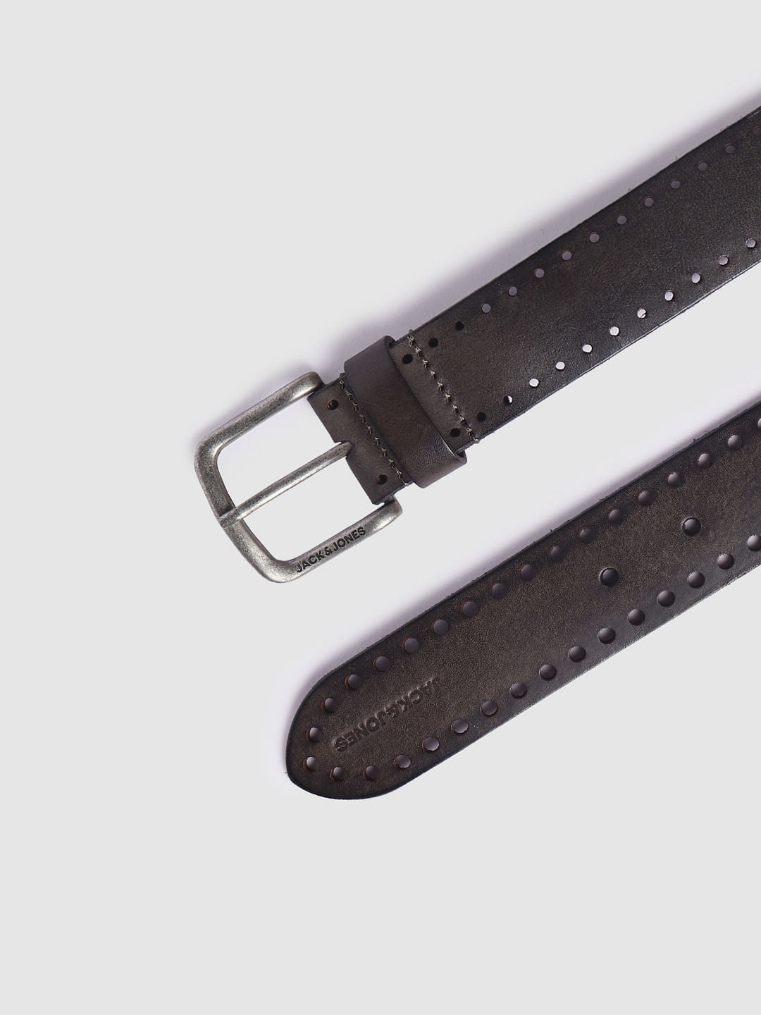Black Perforated Leather Belt