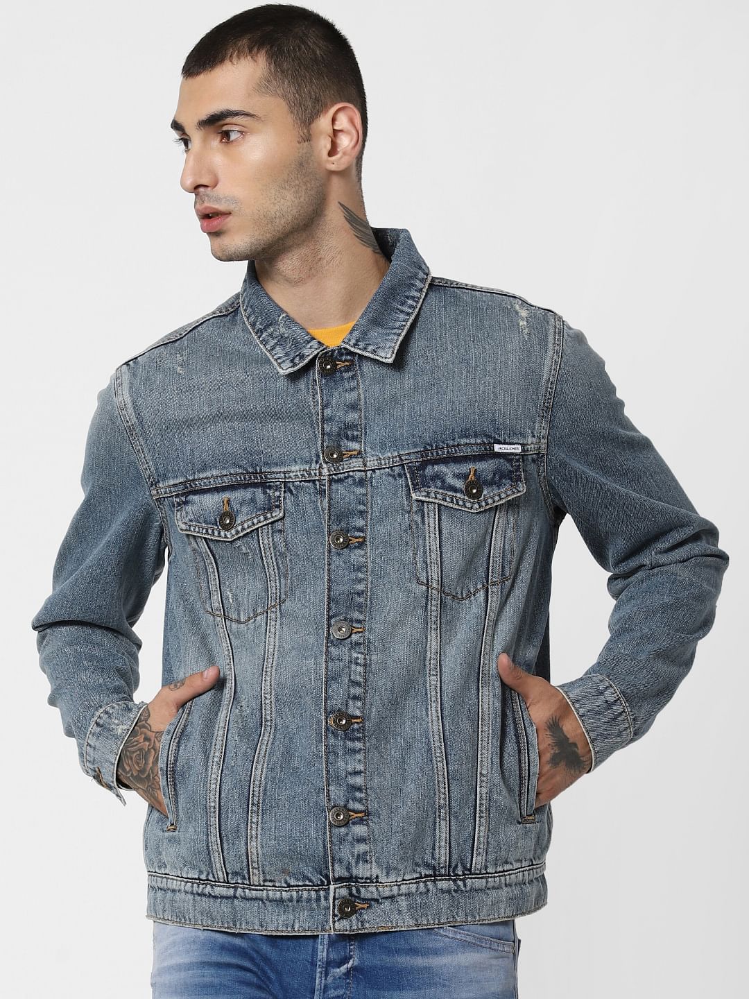 Blue Heavily Washed Denim Jacket