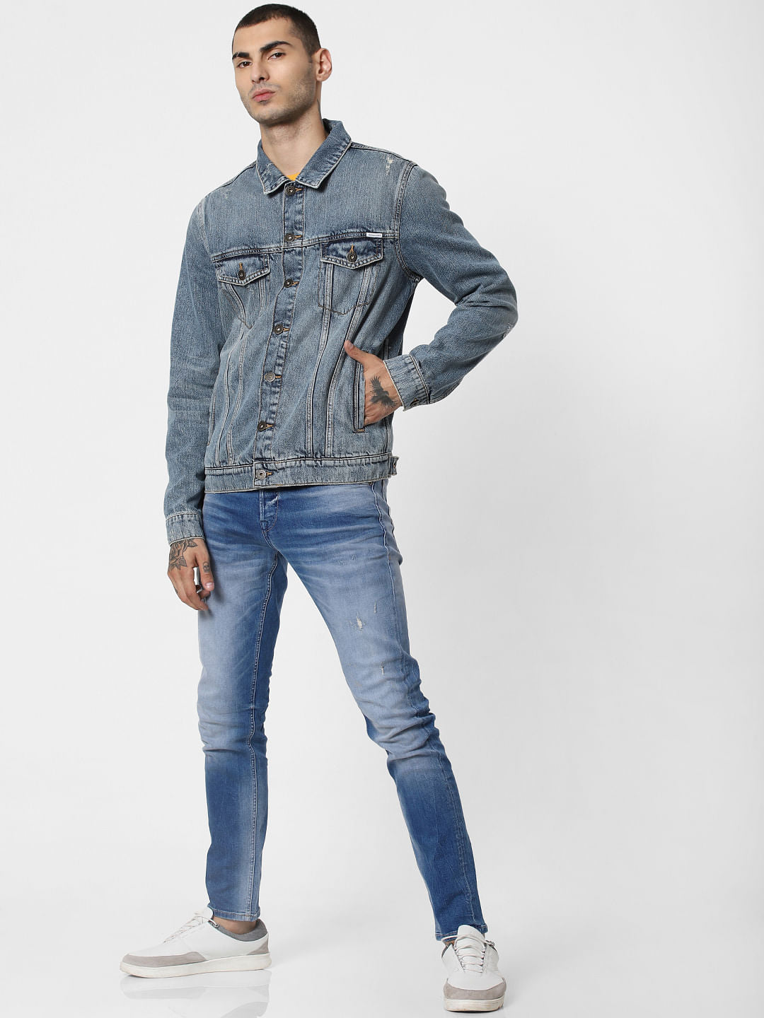 Blue Heavily Washed Denim Jacket