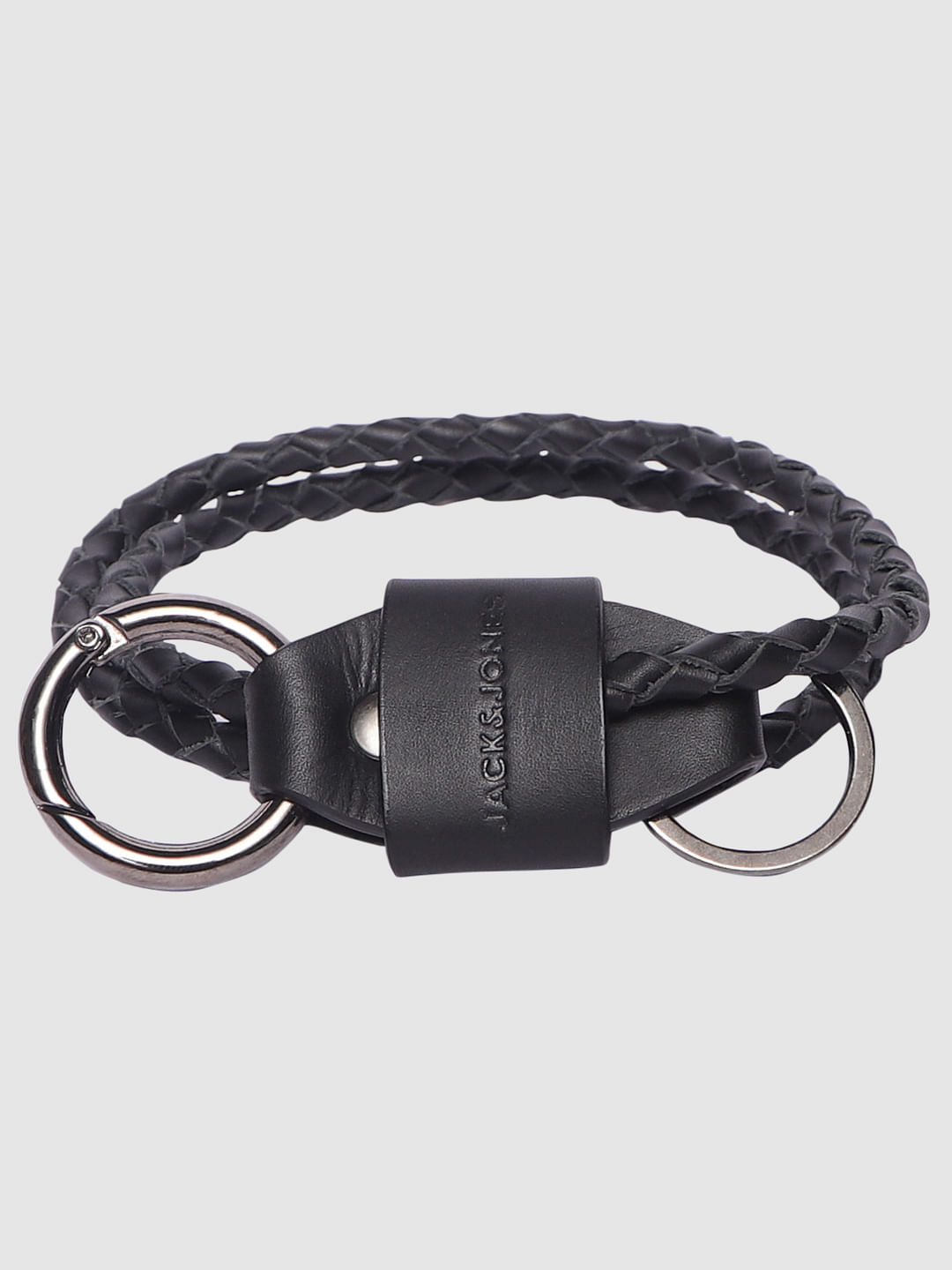 Black Braided Leather Lanyard