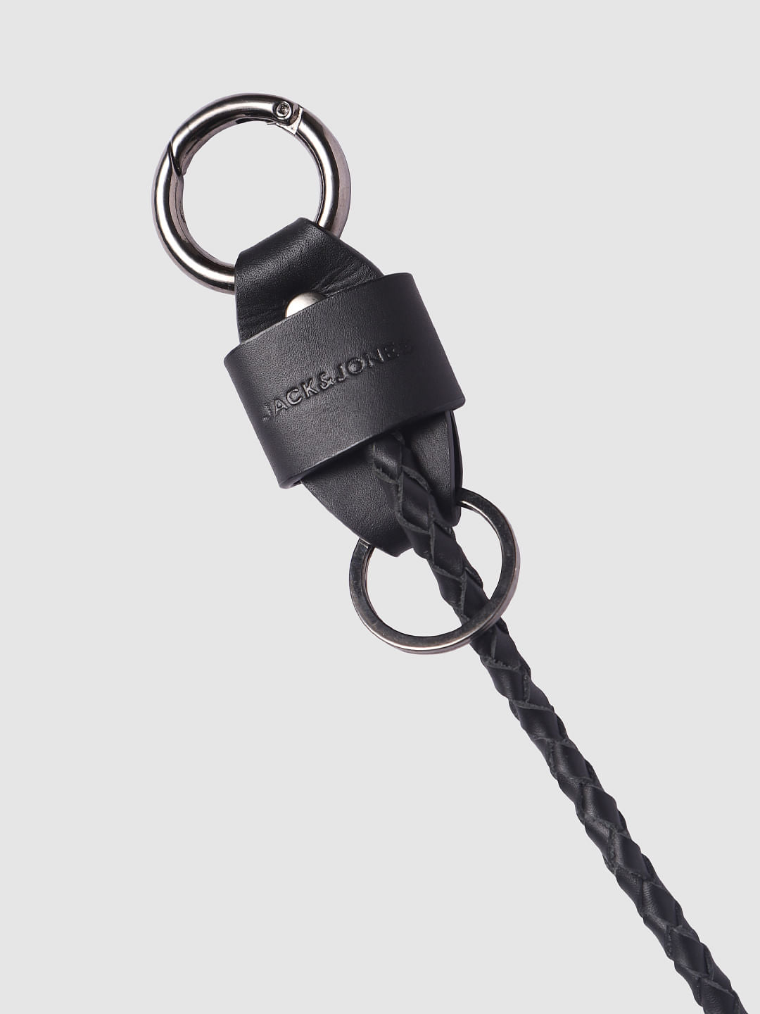 Black Braided Leather Lanyard