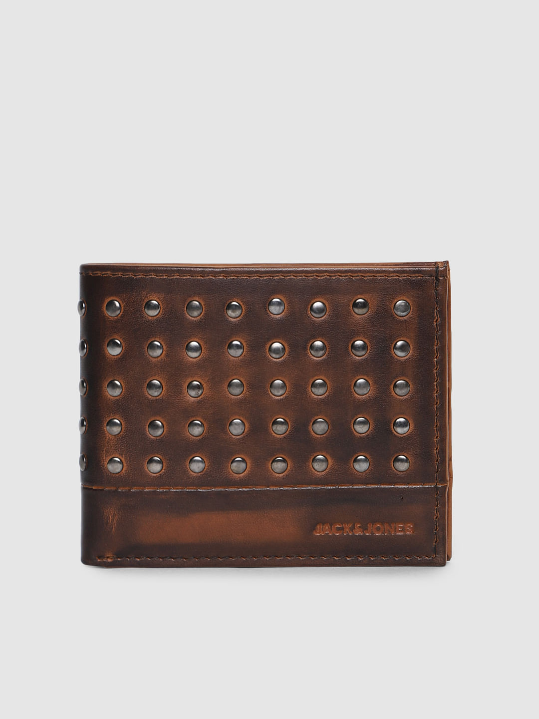 Brown Studded Leather Wallet