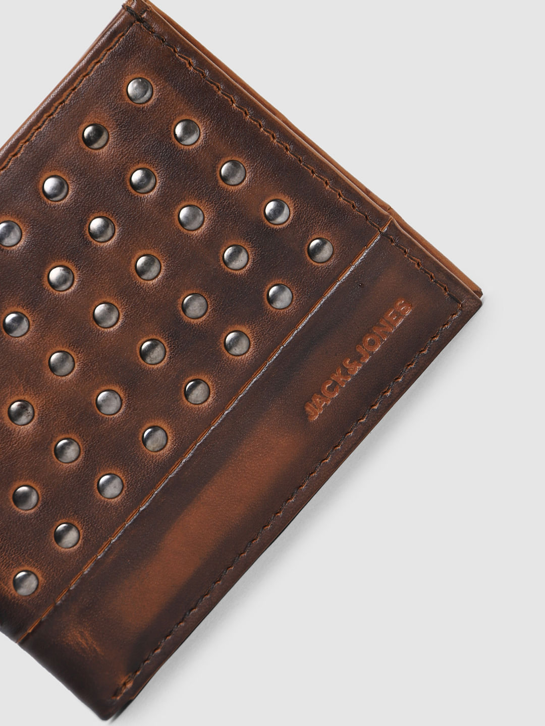 Brown Studded Leather Wallet