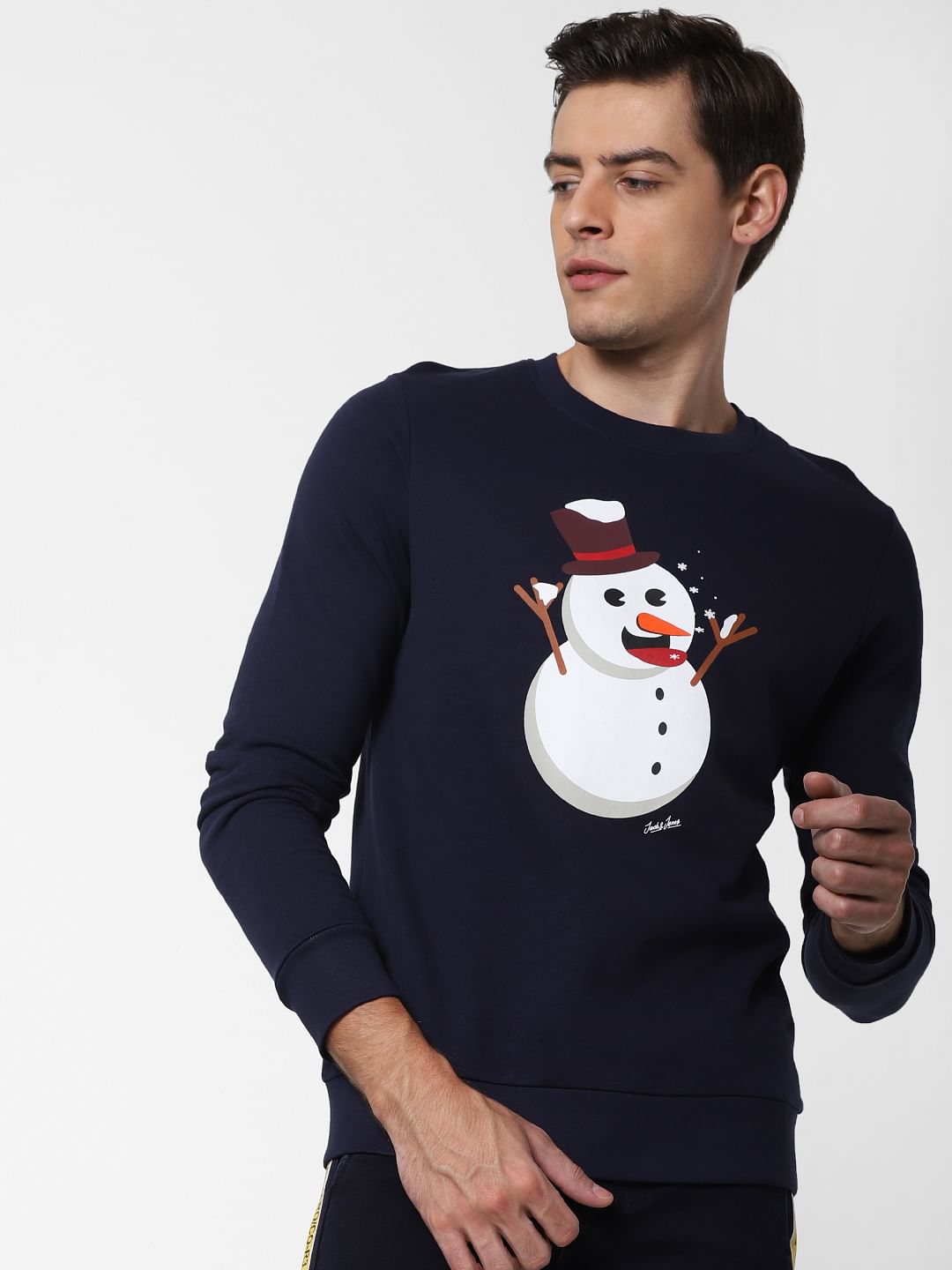 Navy Blue Snowman Graphic Sweatshirt
